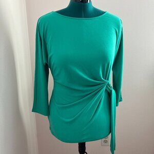 NWOT Ann Taylor Green Crepe Knit Top